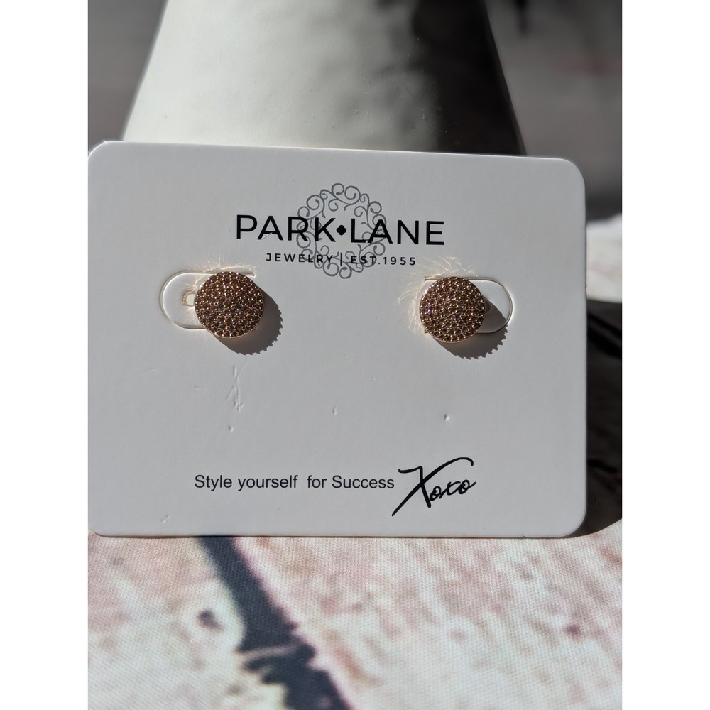 Park Lane Luster Earrings Gold Tone Micro Pave Clear CZ Stones NWT